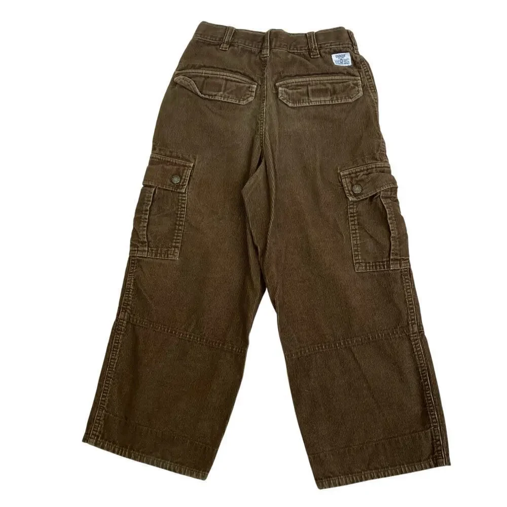 Oshkosh B'Gosh Boys Sz 7X Wide Leg Corduroy Cargo Pants Brown Casual
